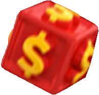 Cubo com símbolo de dólar